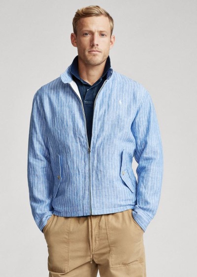 Men's Polo Ralph Lauren Striped Linen Jackets | 043692FQU